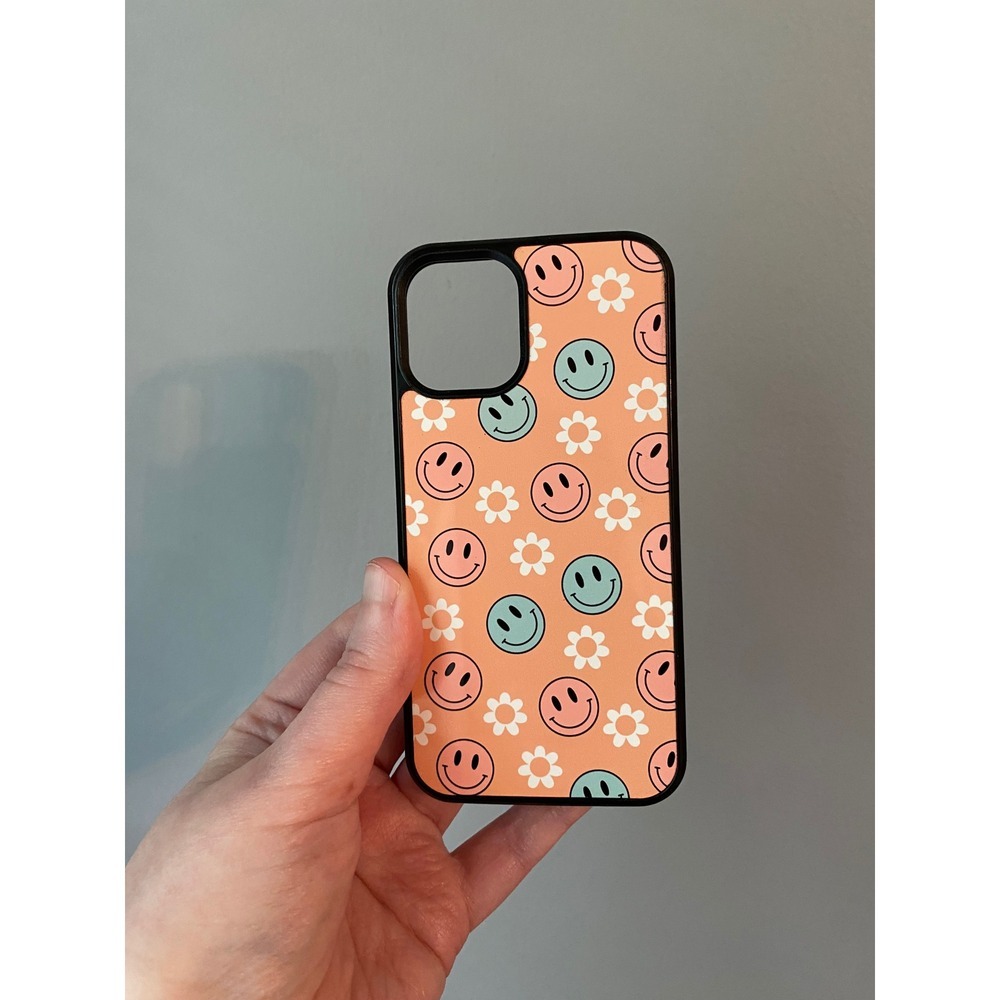 Phone Case iPhone 12 Mini Unisex Peach Smiley Face Daisy Retro Aesthetic
